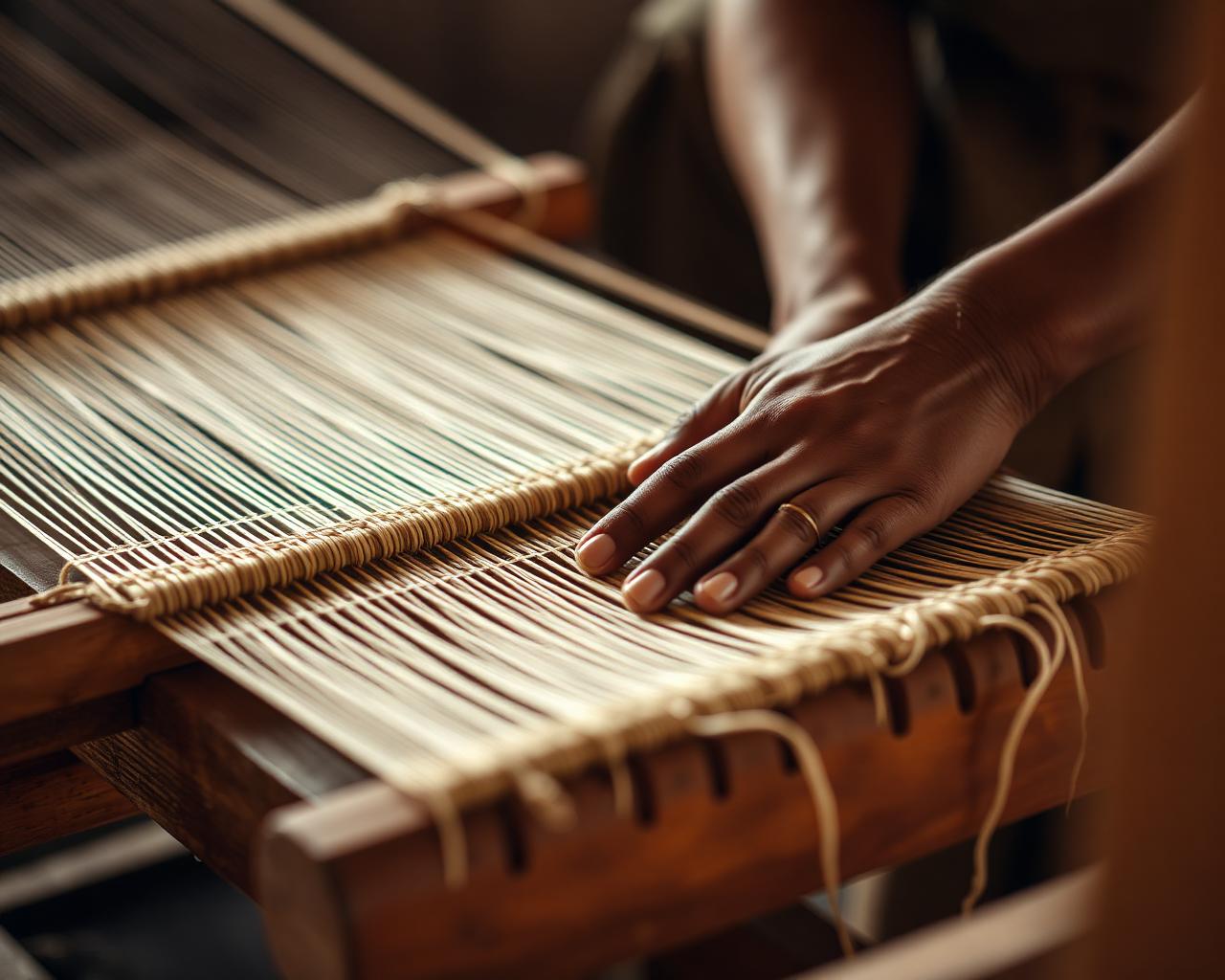 Artisan weaving jute